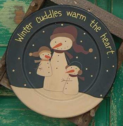 32995W Winter cuddles warm the heart wood plate