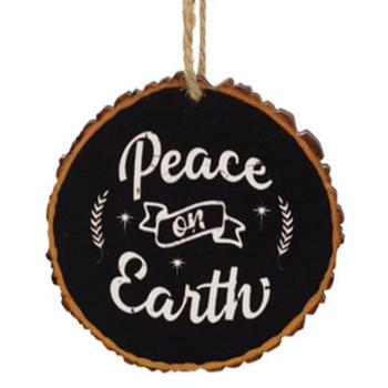 37432 Nativity Wood Slice Ornament peace on earth