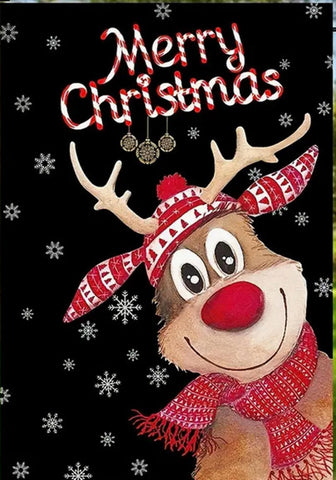 JR19403 Christmas Reindeer Double-Sided  polyester garden flag