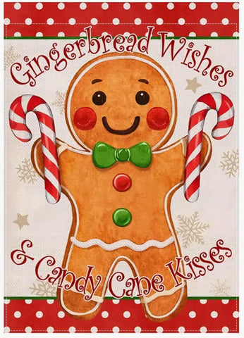 AD189263 Gingerbread  Man's Wishes and Candy Kisses garden Flag,  Double Sided
