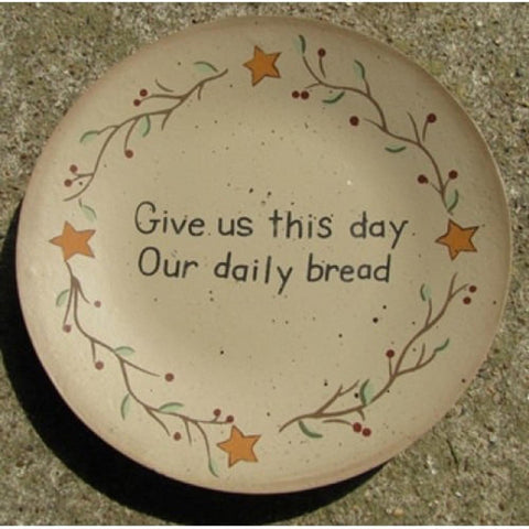 Primitive Wood Plate NEW12- Give us this Day our Daily Bread
