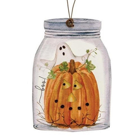 G34998 boo Pumpkin with BOO ghost halloween ornament