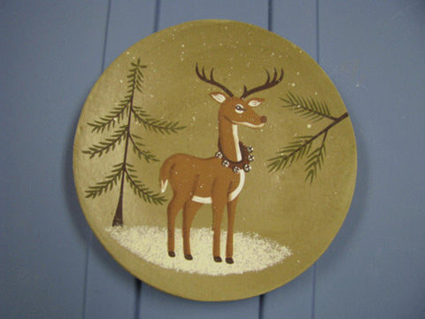 Wood Plate  new- 5 Deer