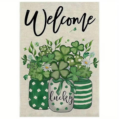 MQ1791658  St. Patrick's Day Welcome Garden Flag - Double-Sided Linen Blend