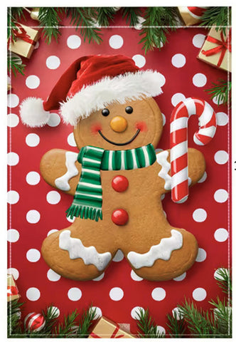 ML7737987 Red And Green Christmas Gingerbread Man Garden Flag.  Double-Sided