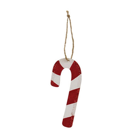 38118 Glittered wood candy cane ornament