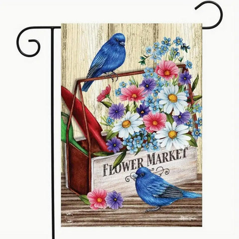 MQ80591 flower market charming spring double sided garden flag