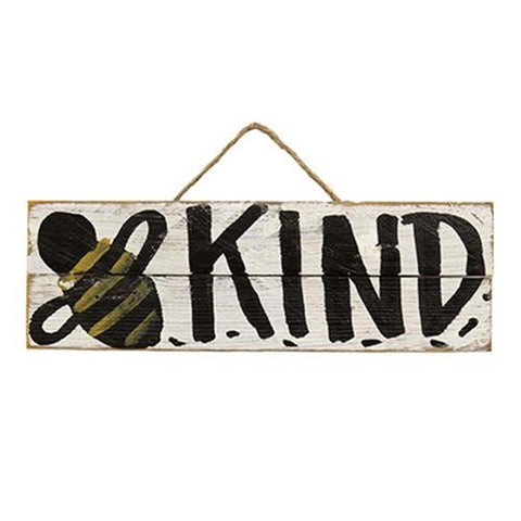 G23205 Skinny Lath Bee Kind wood hanging sign