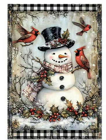 LE2415476 Winter Red cardinal Snowman And Holly - Flag Double-Sided