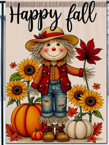 MT7821937 Double-Sided Fall Garden Flag with Scarecrow & Sunflowers