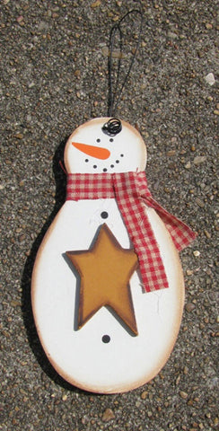 wd876 Snowman w/Star wood ornament