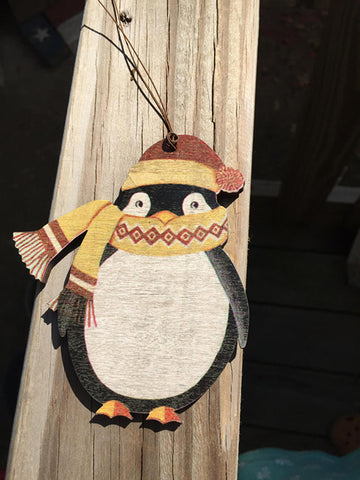 34038 Penguin wood ornament