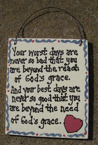 91101 God's Grace Hand Painted Wood Sign