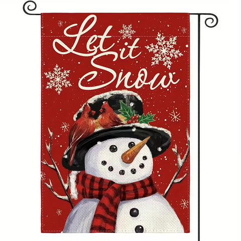 EU4756923 Let It Snow Snowman Snowflake Christmas Garden Flag Double Sided
