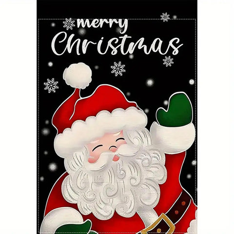 WU1946078 Santa Claus Merry Christmas Garden Flag - Double-Sided Burlap