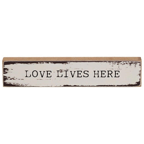 38546 Love Lives Here Mini Wood Block
