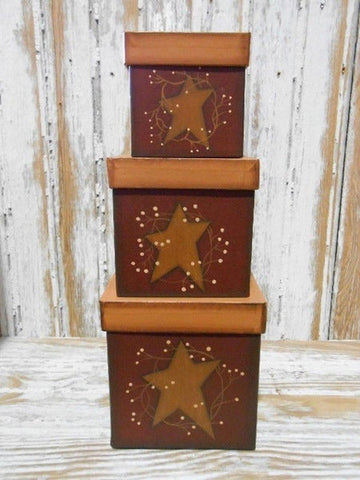 Primtiive Nesting Boxes 9600 Star and Vine Set of 3