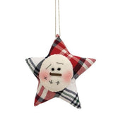 GDXQ13518  Crimson Plaid Snowman Star Ornament