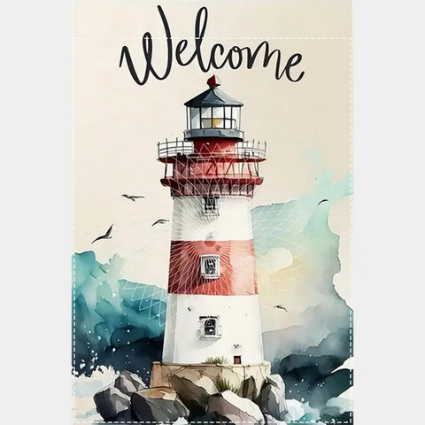 CX214113 Double-Sided Waterproof Polyester Lighthouse Garden Flag -