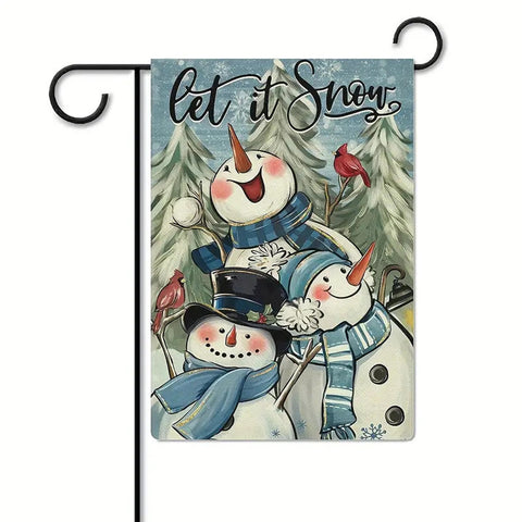 GG189031  Let It Snow  Winter Snowman Garden Flag - Double-Sided,