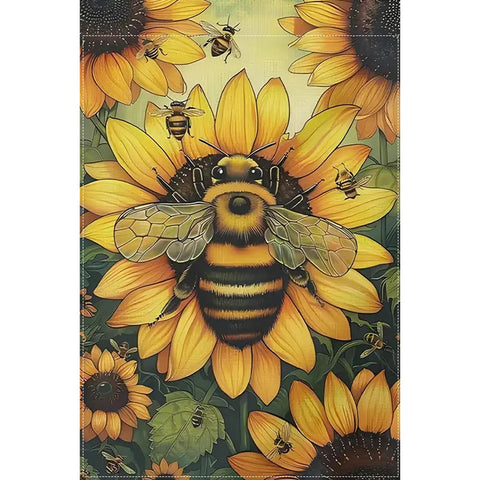 NH1141971 Bee & Sunflower Garden Flag - Double-Sided, Waterproof Burlap
