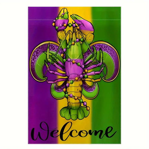 NH42582 Welcome Mardi Gras Garden Flag, Double Sided Garden Yard Flag