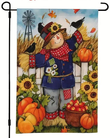 KL173464 Fall scarecrow sunflower garden flag double sided