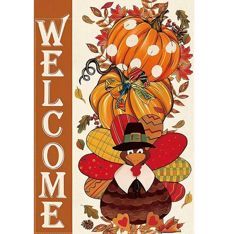UL5935630 Thanksgiving Garden Flag - Double-Sided Burlap