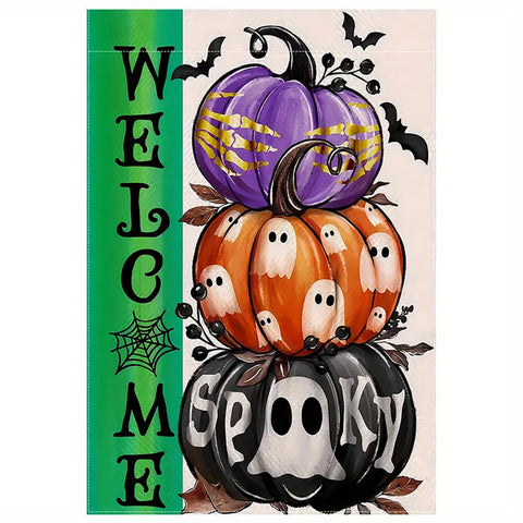 MY175179 Spooky Halloween Welcome Garden Flag - Double-Sided