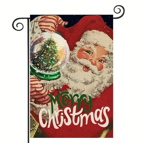 WW168183 Santa Claus & Buffalo Plaid Christmas Garden Flag - Double-Sided