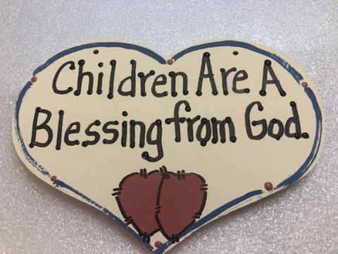 4017 Children are a Blessing from God wood heart