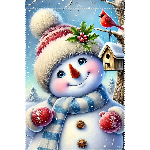 KR481490 Snowman and Cardinals Christmas Garden Flag - Double-Sided, Waterproof