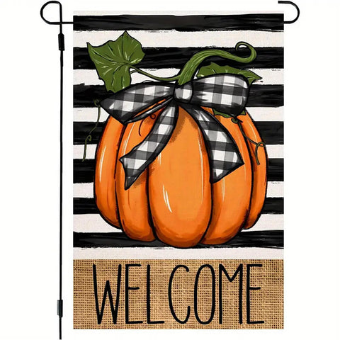 PV3870678  Fall Pumpkin Welcome Garden Flag   Double Sided