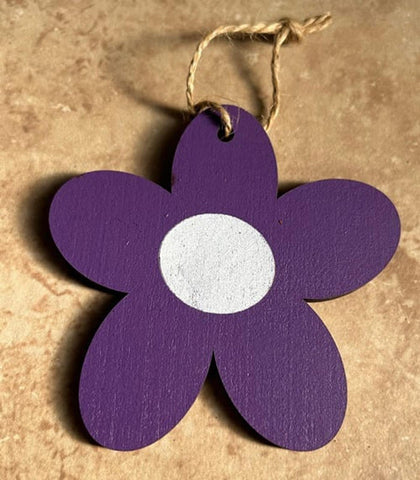 Purple daisy wood flower