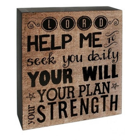 38281H - Lord, Help Me seek you Daily Primitive Wood Box Sign