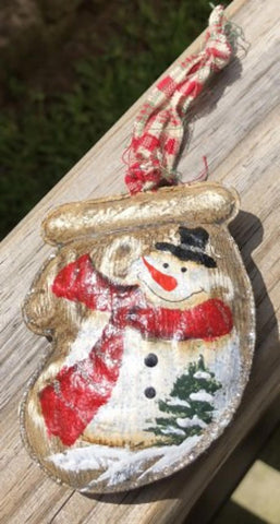 65214 Snowman Metal Stocking with Top Hat