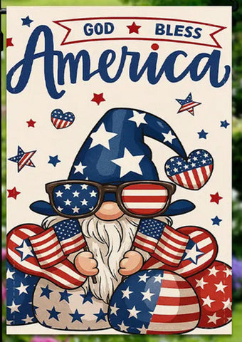 RW8140188 Stars & Stripes Patriotic Gnome garden flag  double sided polyester