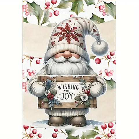 KY179108 gnome wishing you joy double sided polyster garden flag