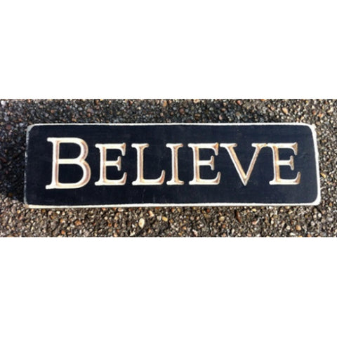 Primitive Engraved Wood Block 6402B - Believe