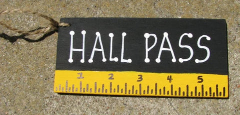 Teacher Gifts Hall Pass Black with Ruler