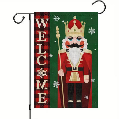 AG3159679 Double-Sided Welcome Christmas Garden Flag   Nutcracker Soldier