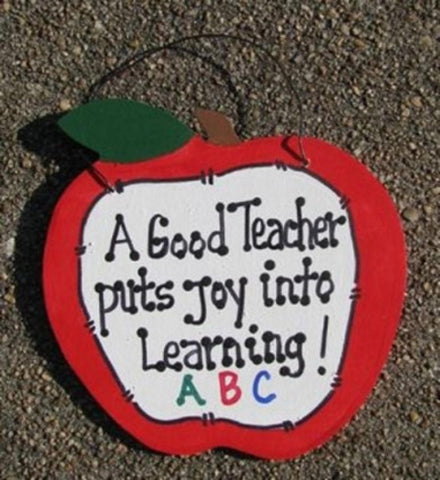 Teachers Gifts - 9171J Apple A Good Teacher puts Joy Learning Wood sign