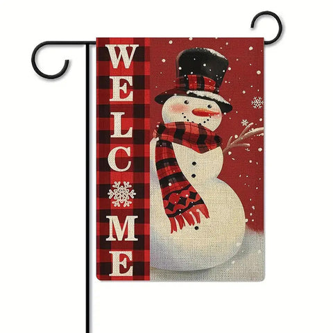CR193211 welcome winter snowman garden flag double sided