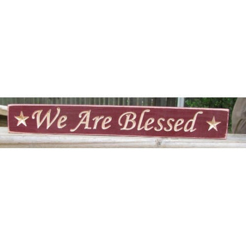 12wab- We Are Blessed Engraved Wood Block with stars