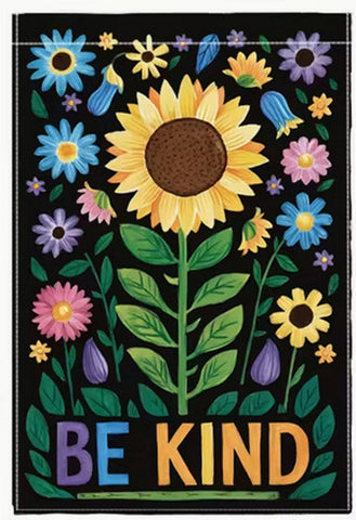 HM6973607 Vibrant Spring Garden Flag with Be Kind Lettering & Sunflowers - Doubl