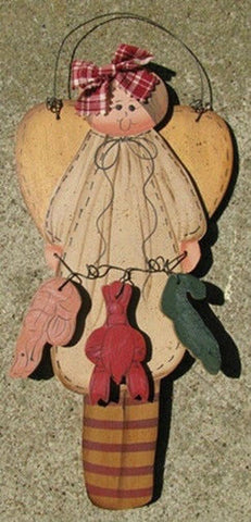 903C-Cajun Cooking Angel Country Wood Hangs by Wire