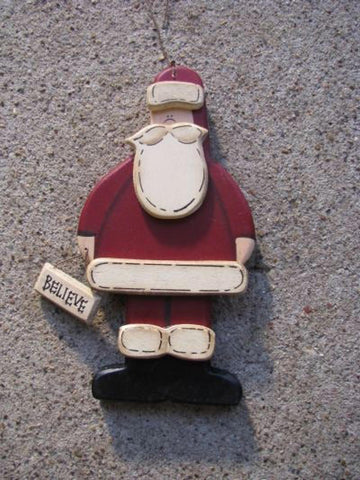 SANTACP- Believe Santa Wood Christmas Ornament