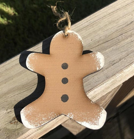 1215GB  Wood Gingerbread Christmas Ornament