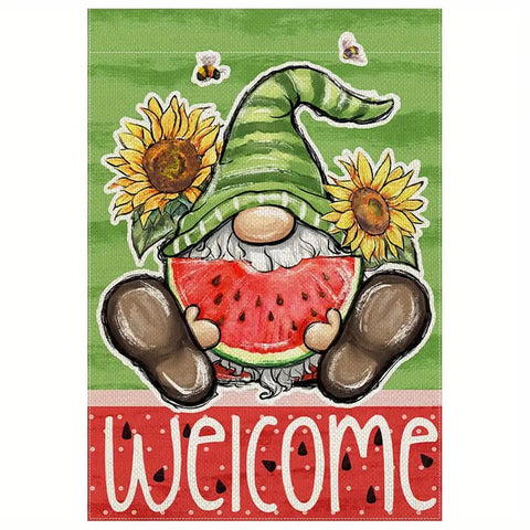 BH59809 Summer Gnome Watermelon sunflower Garden Flag, Double Sided