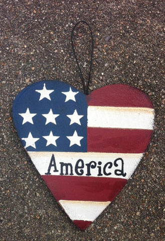 Wood Patriotic Heart - 2072480HA America Heart